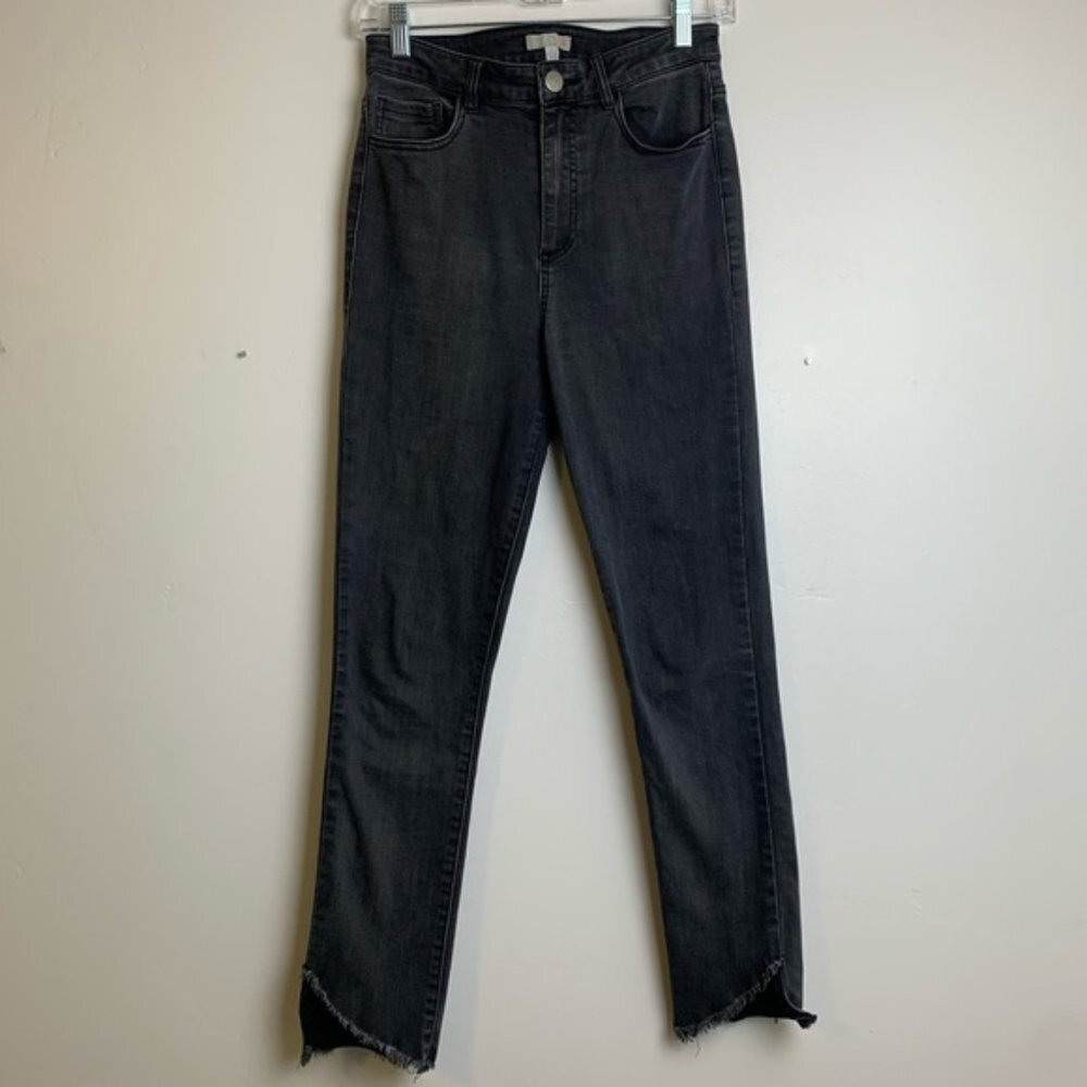 Gianni Bini Light Wash Black Jeans With Uneven Raw Hem